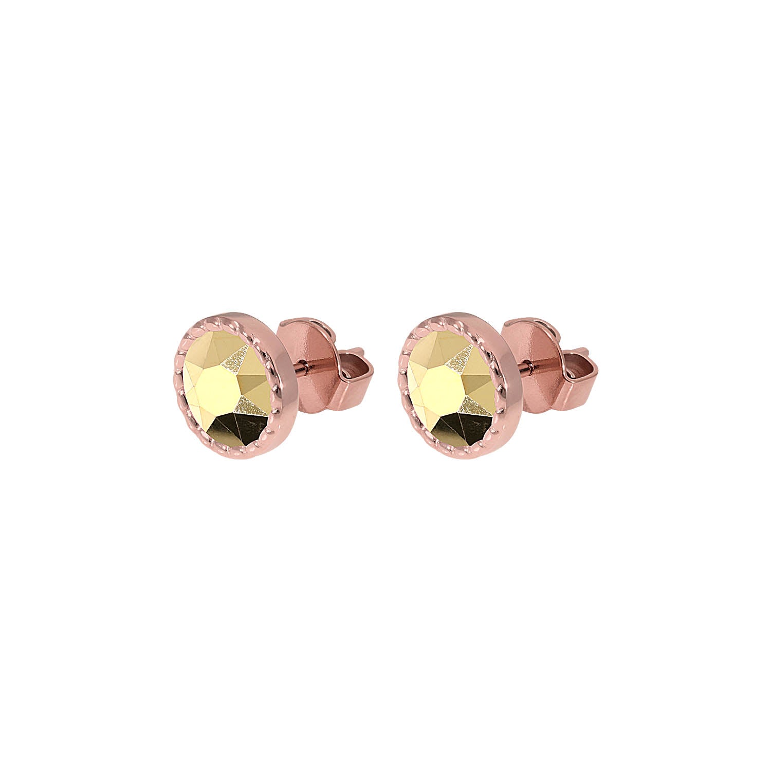 Bocconi Flat Ear Studs 9 mm - Rose Gold